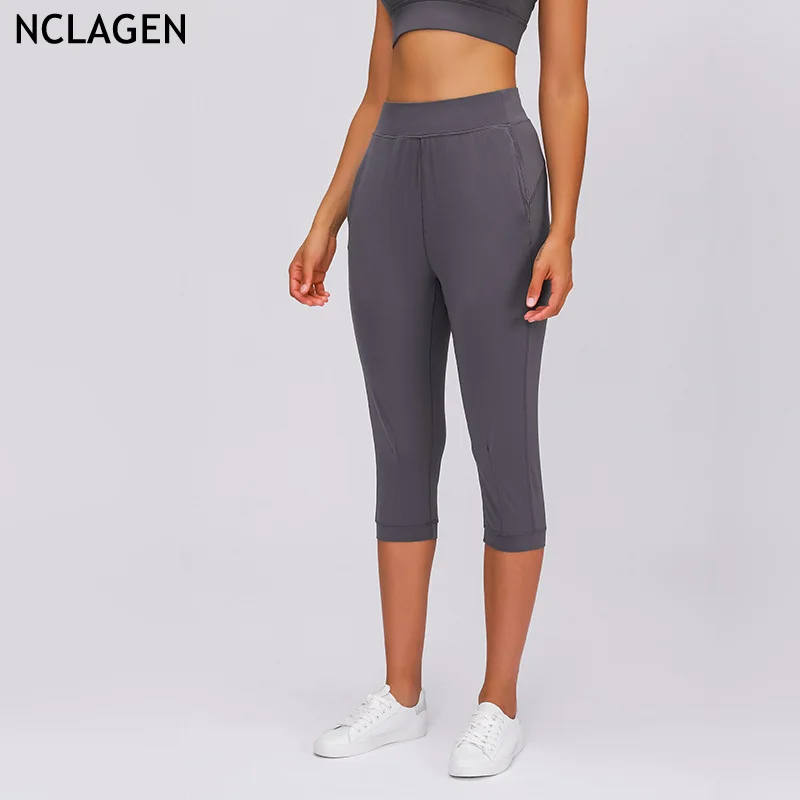 

NCLAGEN карманные спортивные сексуальные штаны для йоги с высокой талией дышащие тонкие Капри для женщин для тренажерного зала тренировок бега эластичные леггинсы для фитнеса
