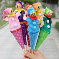 6pcs retractable smiling clown toy doll funny telescopic hide seek play jingle bell stick plush doll toy gift interactive game