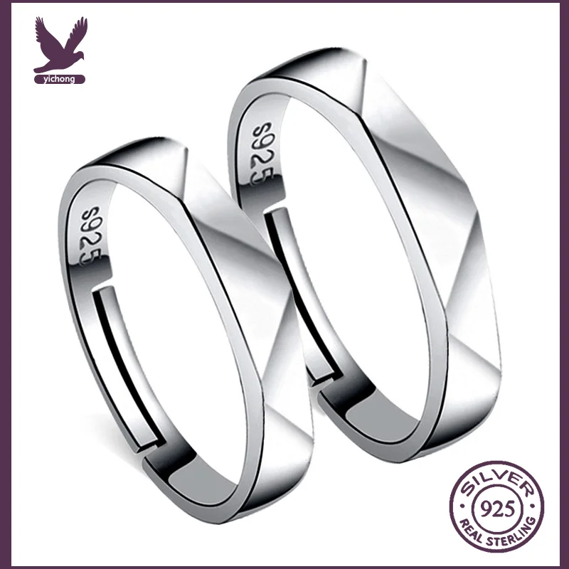

Silver Rings Couple Rings Set For Women Men Wedding Jewelery Adjustable Engagement Finger Ring Alianzas De Boda Para Parejas