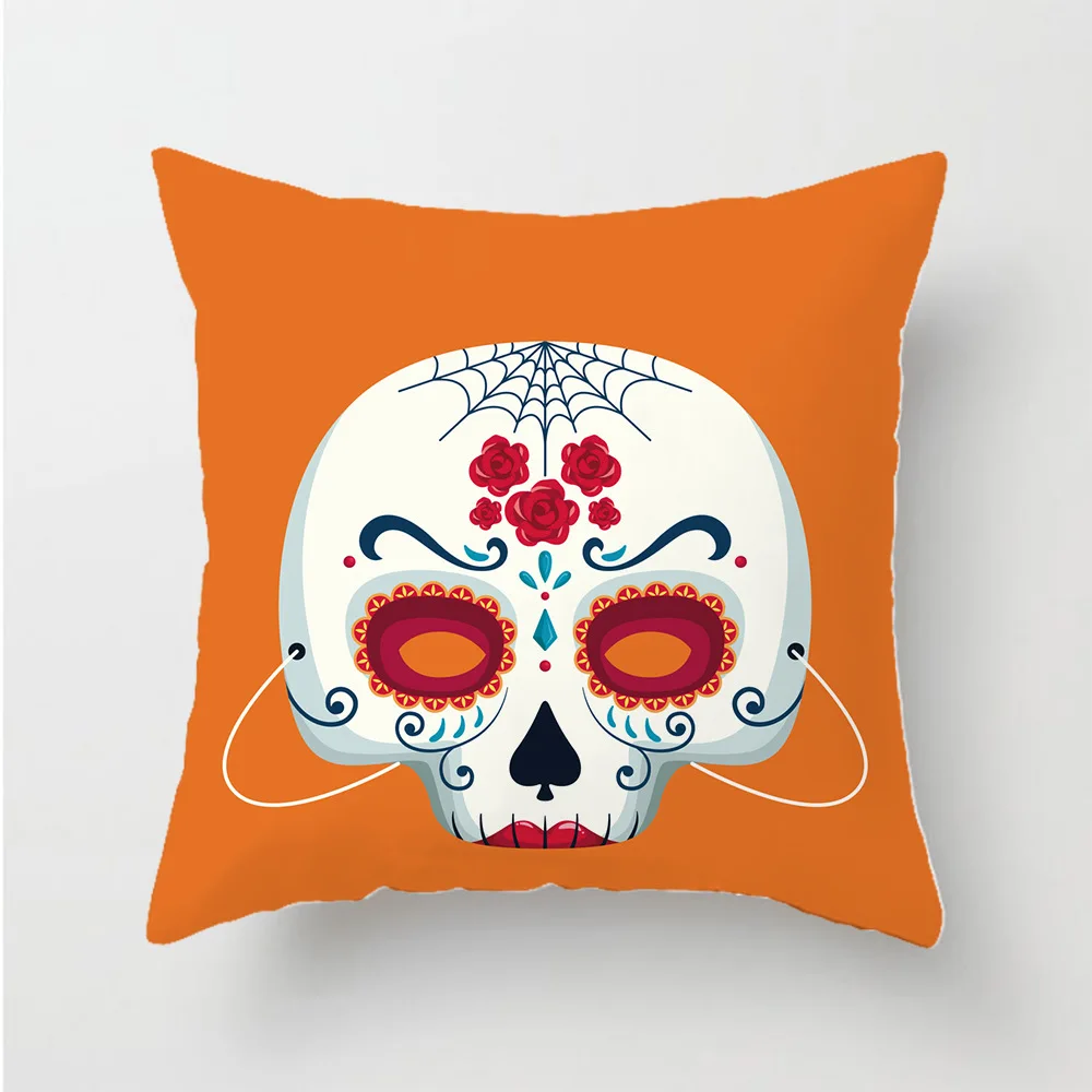 

3D printed Scary skull Polyester Decorative Pillowcases Throw Pillow Cover Square Zipper Pillow cases style-3