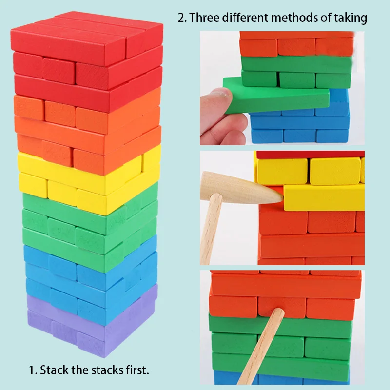 Детская цифровая игра Дженга многослойные Твердые сосновые высокие