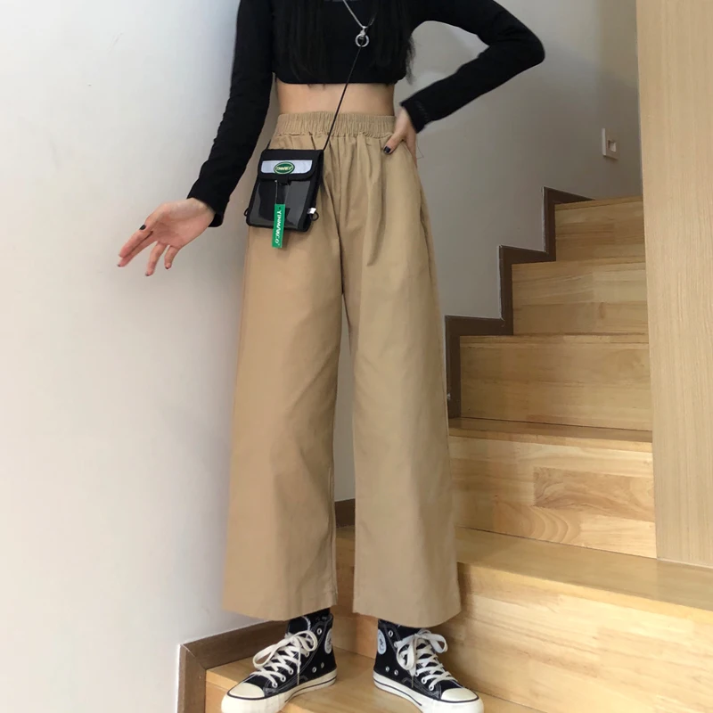 

Big Size 4XL Wide Leg Baggy Pants Women Elastic High Waist Lady Joggers Trousers Fashion BF Wind Harajuku Loose Street Pants