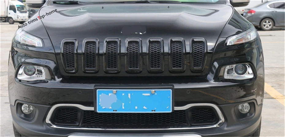Yimaautotrims Передняя решетка гриль рамка Крышка отделка 7 шт. подходит для Jeep Cherokee ABS красочно внешний