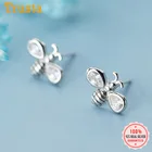 Trustdavis Подлинная Мода 925 Стерлинговое Серебро маленькое животное пчела Ослепительный CZ серьги-гвоздики для женщин ювелирные изделия Brincos DS2345