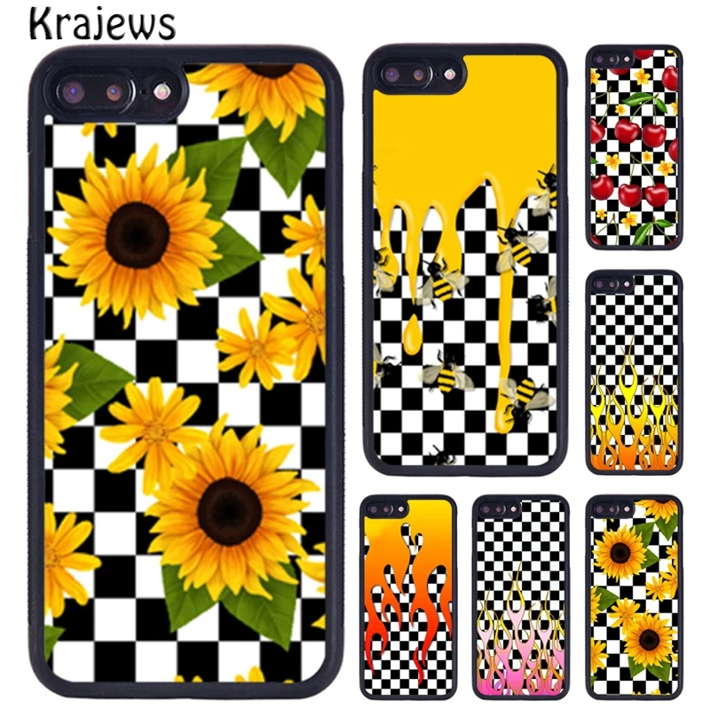 Клетчатый чехол krajew с шахматным пламенем для телефона iPhone X XR XS 11 12 Pro MAX 5 6 6S 7 8 Plus