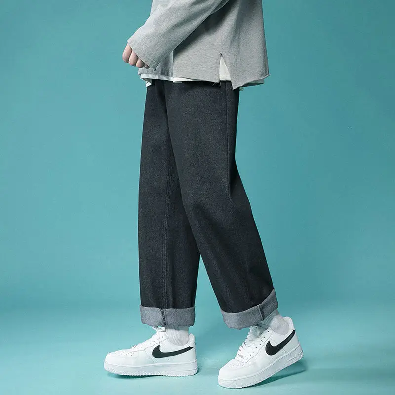 Summer Wide-leg Jeans Men's Fashion Retro Baggy Harajuku Jeans Men Streetwear Loose Hip-hop Straight-leg Denim Trousers Mens