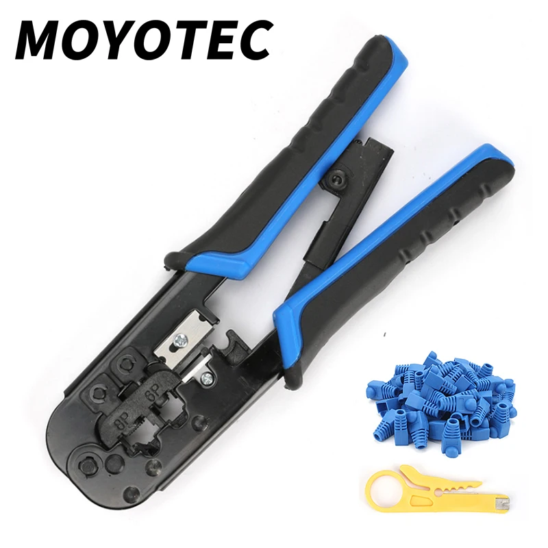 MOYOTEC Multifunctional Mini Forceps Folding Self-Adjusting Insulation Pliers Wire Stripper Ratchet Wire Clamp Hand Tool Blue