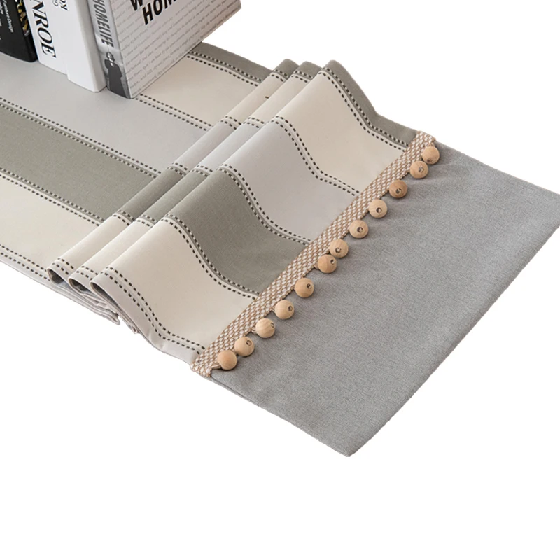 

RZCORTINAS TABLE RUNNERS COTTON LINEN TABLE RUNNER FOR WEDDING PARTY HOTEL CHRISTMAS LUXURY TABLE COVER WITH BEADS TABLE DECOR
