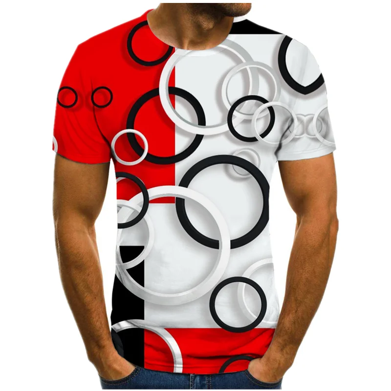 New hot-selling swirling three-dimensional short-sleeved T-shirt summer men's casual tops 3DT-shirt fashion O-neck large size st | Мужская