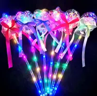 LED Light Sticks Clear Ball Star Shape Flashing Glow Magic Wands for Birthday Wedding Party Decor Pink Blue Purple 50pcs/lot