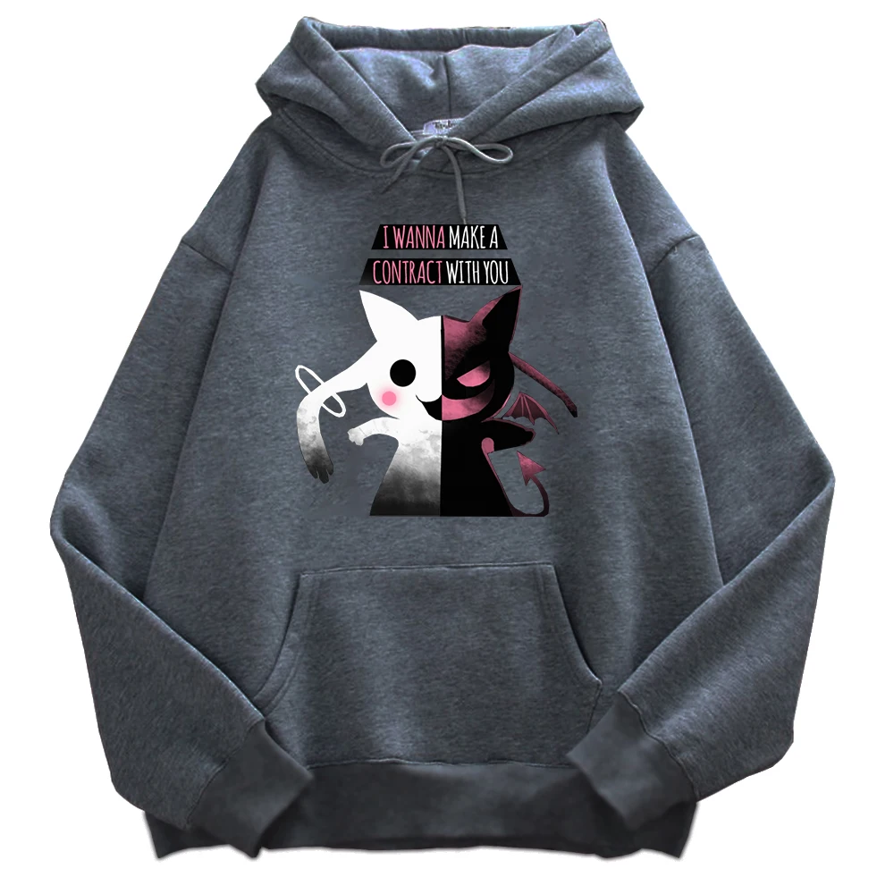 

Autumn Fleece Casual Hoodies Mens I Wanna Make A Contract Sweatshirts Men Fashion Soft Loose Hooded Men Cartoon Manga Pullover