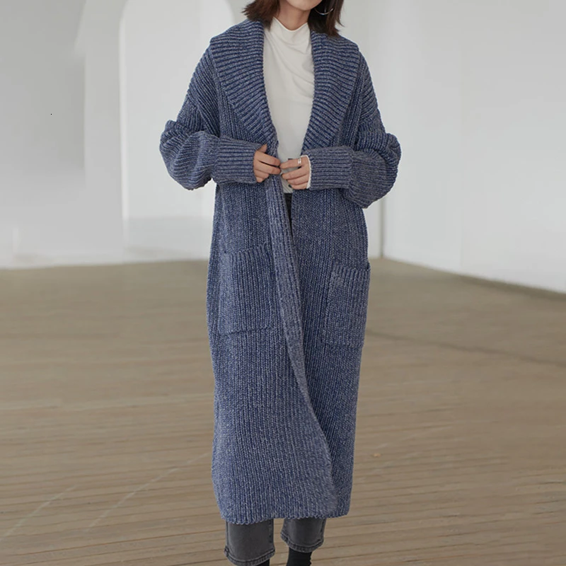 Женский вязаный свитер TWOTWINSTYLE повседневный Свободный кардиган с отложным