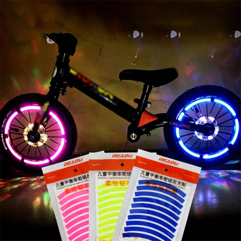 

Bicycle Reflective Stickers Wheel Decals Reflective Tape Safety Strips Kids Bike Wheel Stickers Balance Bicycle Accessories