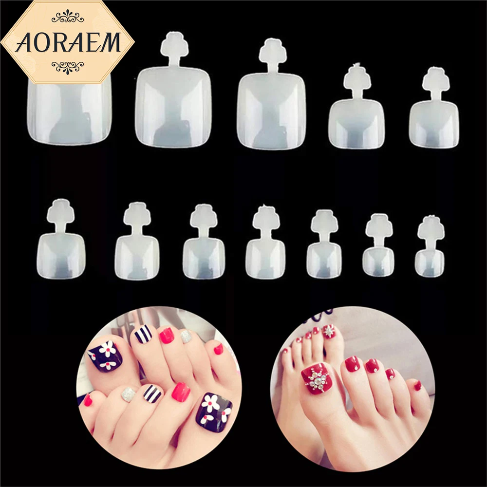 

AORAEM 600pcs Press On Toenails Manicure Fake Toe Nail False Art Natural Acrylic Artificial Toes Design Foot Nails Tips DIY Tool