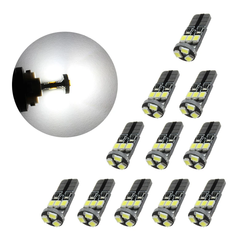 

10 шт. белый светодисветодиодный T10 2835 9SMD Canbus без ошибок автомобильная лампа сменсветильник свет s 168 194 2825 габаритная лампа Освещение номерного знака 12 В
