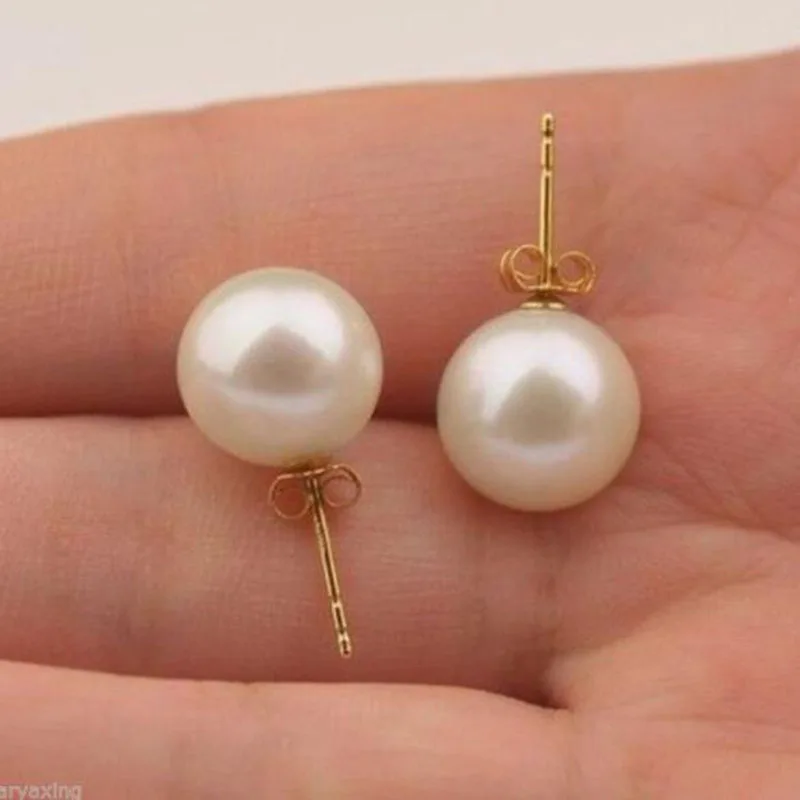 

free shipping Perfect 6.5-7mm AAAA WHITE AKOYA PEARLS EARRING 14k/20