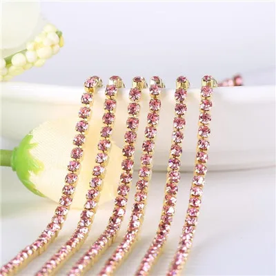 Light Pink Аксессуары для обуви Швейные модные Кристаллы Свадебные Стразы цепи для DIY свадебные вечерние платья - Цвет: Light Pink