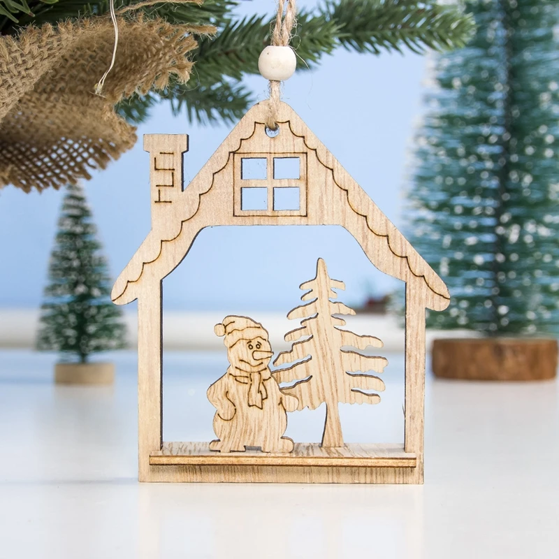Christmas E 1 шт., деревянные украшения для рождественской елки, подвески в виде лося и автомобиля, Новогодние рождественские украшения для дома, вечерние, новогодние - Цвет: Christmas E