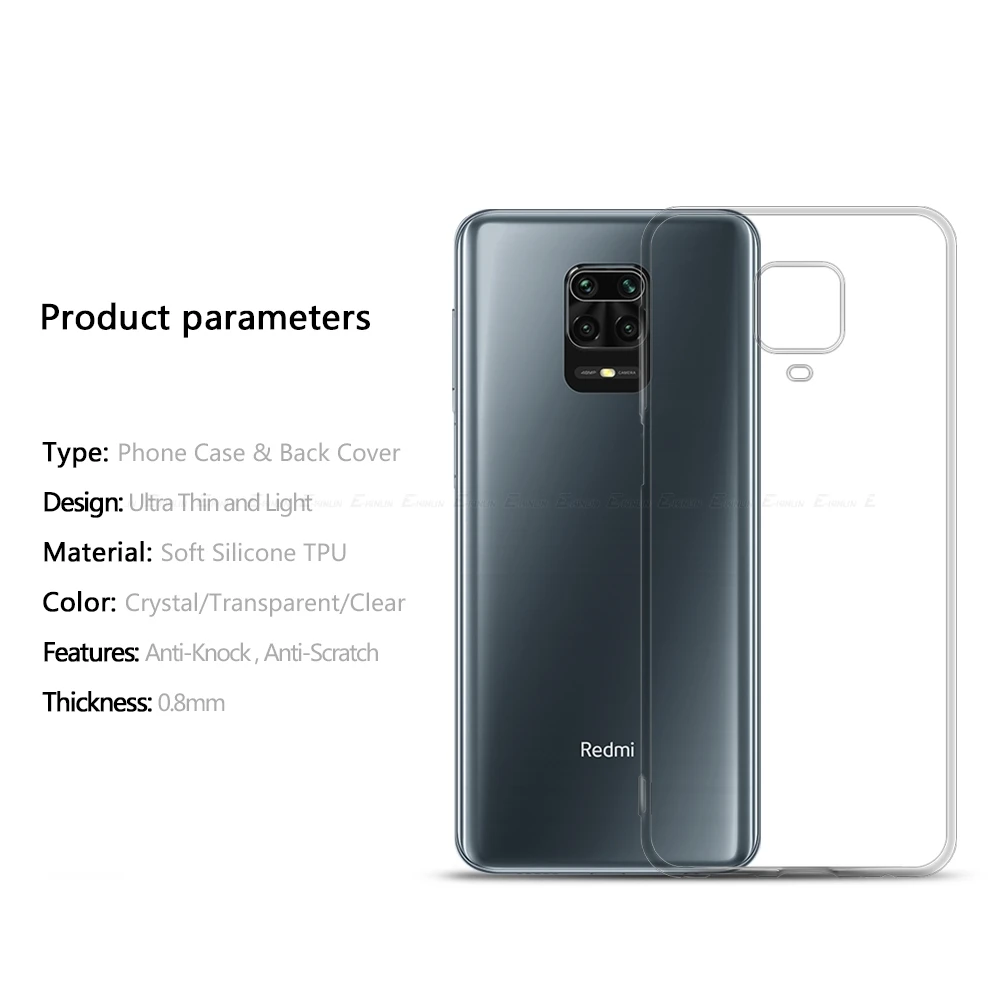 Ультратонкий прозрачный силиконовый чехол для Xiaomi Redmi Note 10 10S 8 8T 9 Power 9T 9S 5 6 7 7S Pro Max