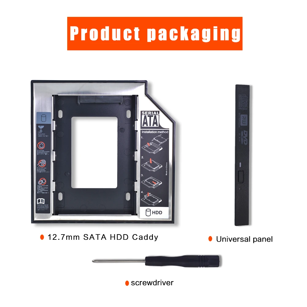 TISHRIC 2nd HDD Caddy 9 5 мм/12 7 мм SATA 3 0 Корпус жесткого диска 2 ''ssd Чехол Коробка Optibay