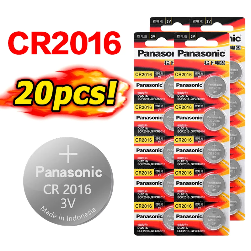 Кнопочная батарейка PANASONIC 20 шт. 3 в CR2016 LM2016 BR2016 DL2016 KCR2016 литиевая для основной платы