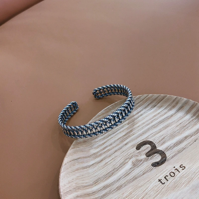 

LouLeur Real S925 Sterling Silver Weaved Bangles Bangles Vintage Simple Bangles Women Fashion 925 Silver welry Gifts Wholesale