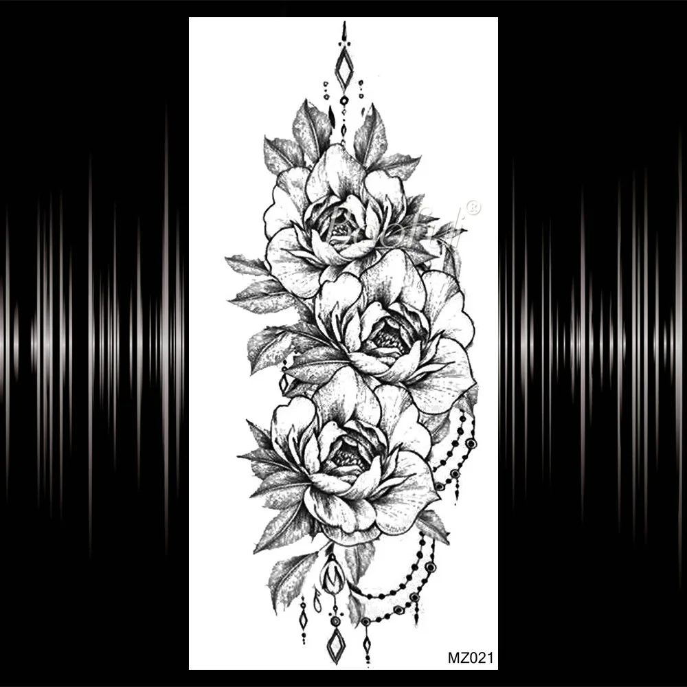 Черные женские временные тату хной поддельные ювелирные изделия кулон цветок