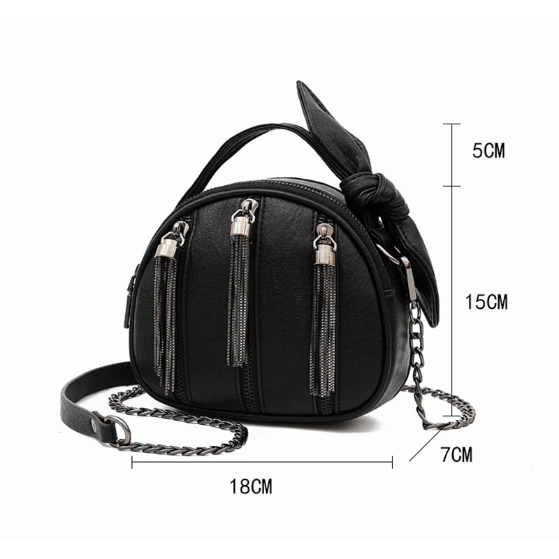 

YBYT fashion elegant leather handbag women mini shoulder bag high quality crossbody bags metal tassel female chain tote purse