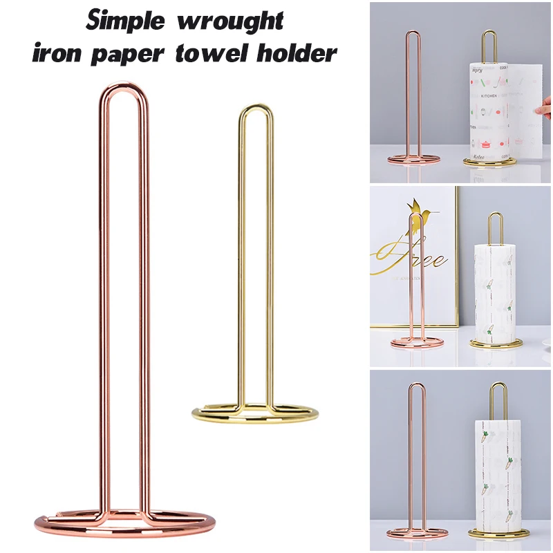 

Подставка для салфеток из кованого железа, золотистый вертикальный обеденный стол, кухонный держатель для рулона бумаги J99S