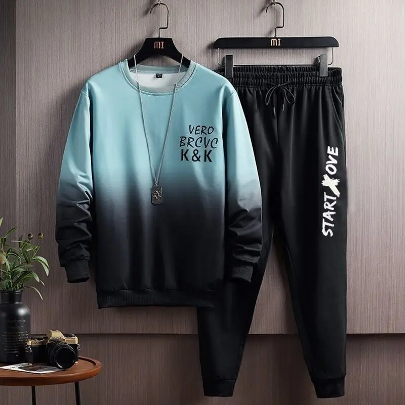 

2021 spring men's large gradually changing sweater suit men's spring Korean fashion casual loose top