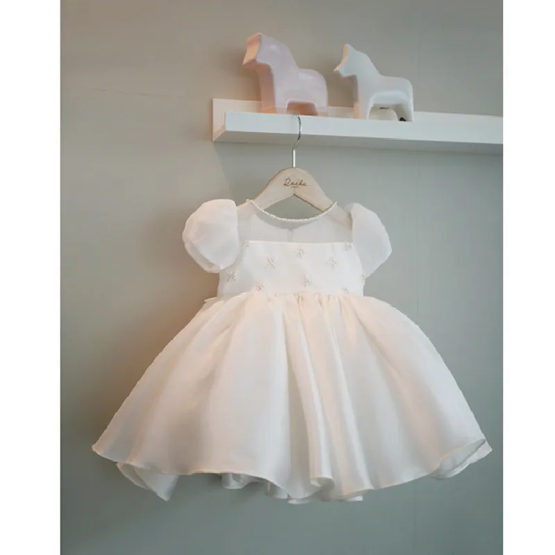 Детское платье для крещения Бальное Платье принцессы с жемчужинами девочек