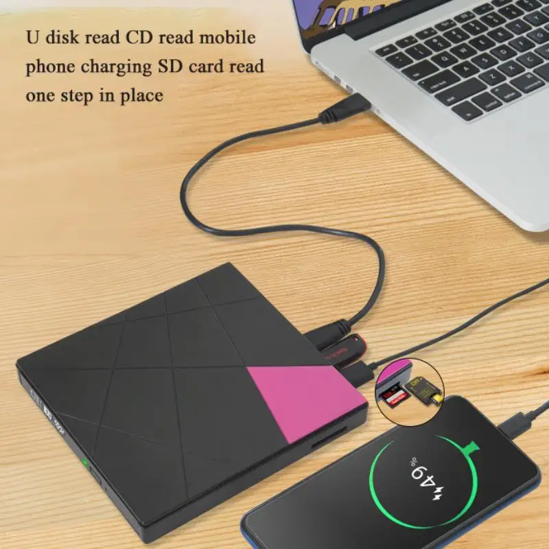 

USB 3.0 External DVD/CD Burner Writer Super Slim Drive RW SD Card Reader Portable DVD Player Compatible With USB 2.0/USB 1.0