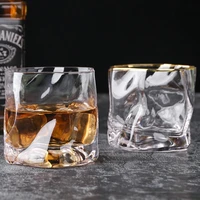high quality 200 300ml creative whiskey glass cup vodka lead free glass shaped bar shot glass drinkware stemless wine glass set