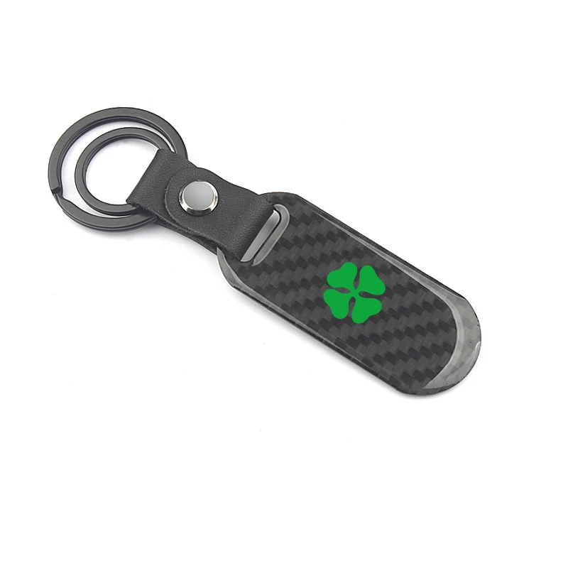 Auto KeyRing For Fiat 500 Mitsubishi alfa romeo benz renault sport Logo Carbon fibre KeyChain Badge Key Ring Emblem Chain | Автомобили и