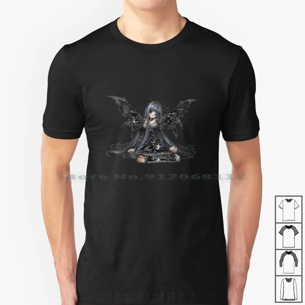 Женская футболка Pixel Goth Demon Girl 100% хлопок манга Webcore ангел дьявол девушка из аниме