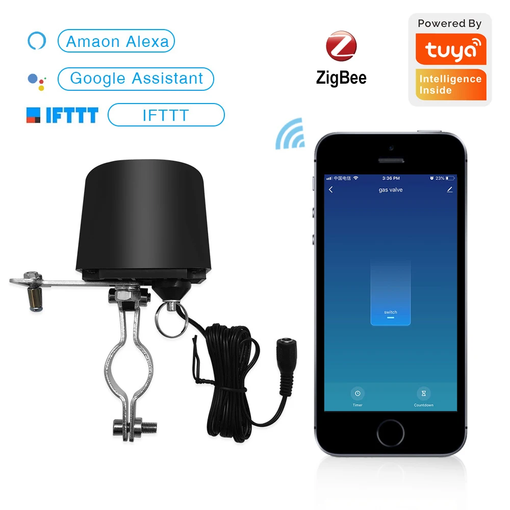 Zigbee умный газовый/водяной клапан Tuya автоматический управления для кухни сада