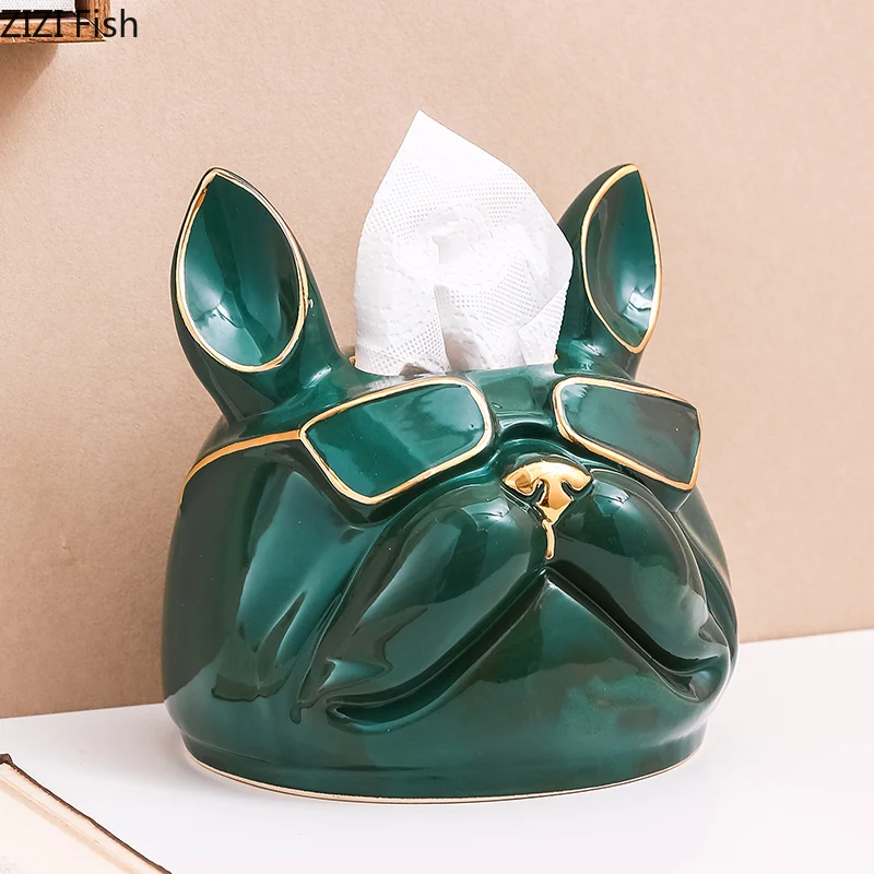 

В европейском стиле темно-зеленый коробка из керамической ткани абстрактный мультфильм животных Собака головка ткани для коробок съемного...