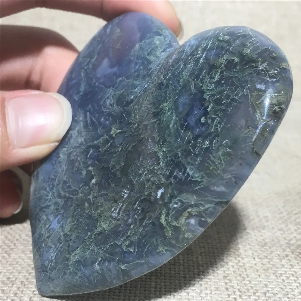 

Natural Moss Agate Geode Crystals Quartz Heart Reiki Healing Green Druzy Gemstones Palm Ornaments For Home Wedding Decoration