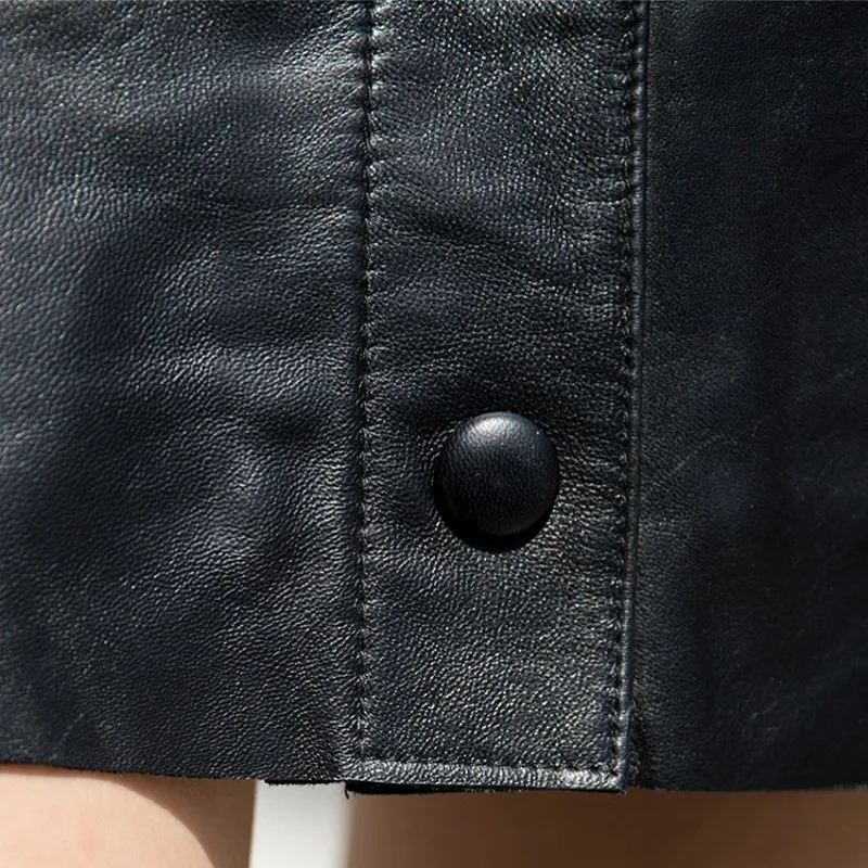 

Brand Natural Sheep Leather Lady Short Skirt Solid Genuine Leather A-line Skirt Slim Fit High Waist Skirt Fashion Streetwear