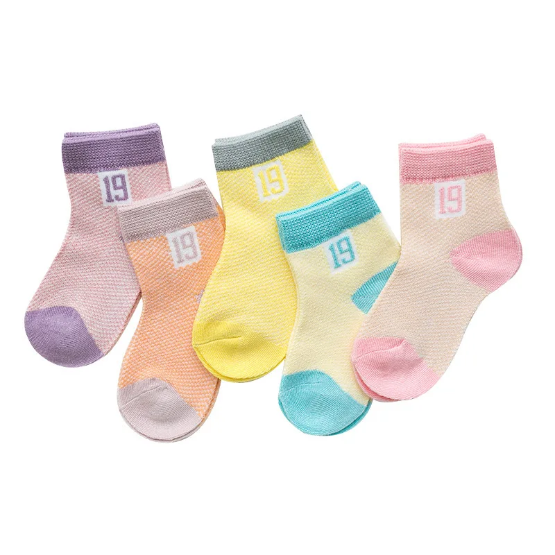 6 5 Pairs/lot Summer Boys Girls Mesh Socks Set 0-12Y Children Kids Thin Short Cotton Comfortable Toddler christmas - Color: 6