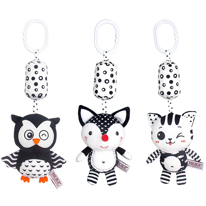 

6 Style Baby Toy Cartoon Animal Stuffed Hanging Rattle Toys, Baby Bed Crib Car Seat Travel Stroller Soft Plush Toys Wind Chimes