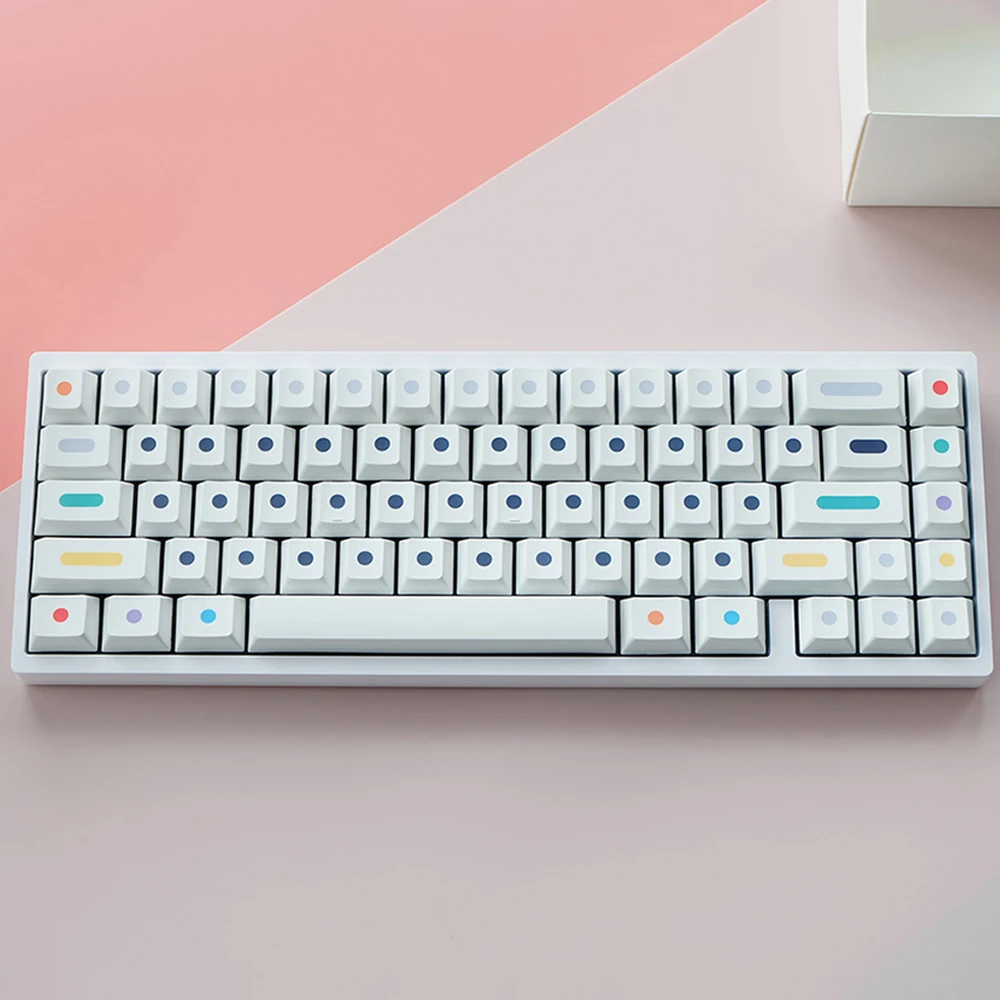 Colorful Dots Design Cherry Profile White Keycaps For Cherry Mx Gateron Kailh Box TTC Switch Mechanical Keyboard 108 PBT Key Cap