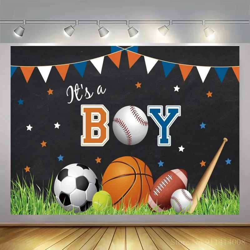 

Виниловый фон для фотосъемки мальчиков с изображением бейсбола и зеленой травы