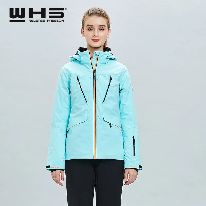Windproof and Waterproof Outdoor Single Board Double Ski women's Pure Color Mint Green Fashion Warm top Coat Jacket Cotto | Спорт и