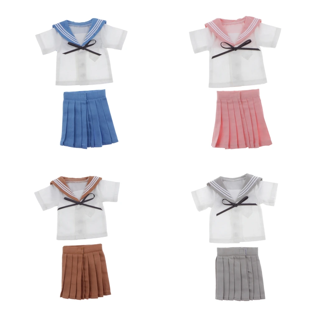 

Fashion Doll Clothes, Lovely School Uniform Suit (Top + Mini Skirt) for 1/4 BJD