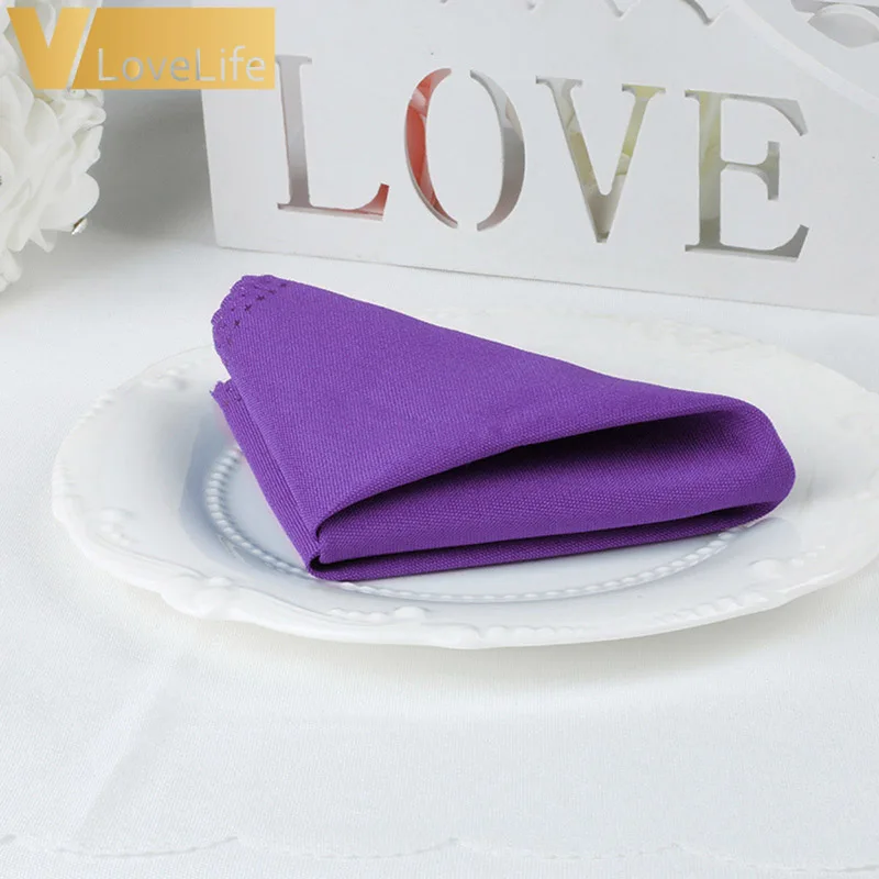 Purple 10 шт. 30x30 см полиэстер салфетки для стола много цветов Ресторан Ужин Декор свадебного банкета принадлежности и вечерние украшения - Цвет: Purple