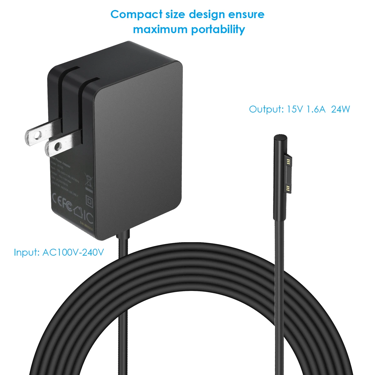 SOONHUA Charger Power Adapter Portable Adapters 15V US Plug For Microsoft Surface Book Laptop Go | Электроника