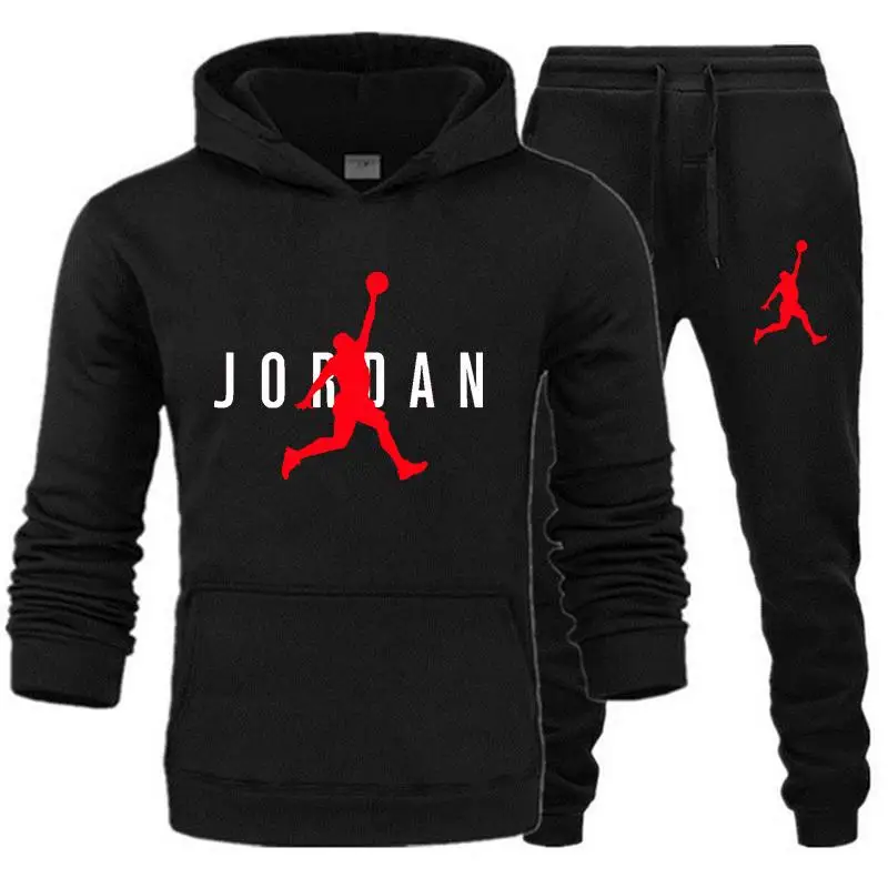 

2021 New Men's Hoodie Set Jordan 23 Sportswear Pullover Wool Hoodie Sweatpants Jogging Men's Pullover Sweatshirt