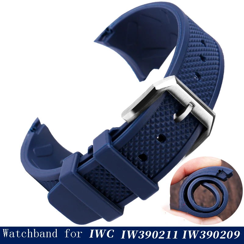 

The curved silicone watchband for I-W-C Portugal iw390211 iw390209 tape 22mm watch chain men's watch strap waterproof silicone