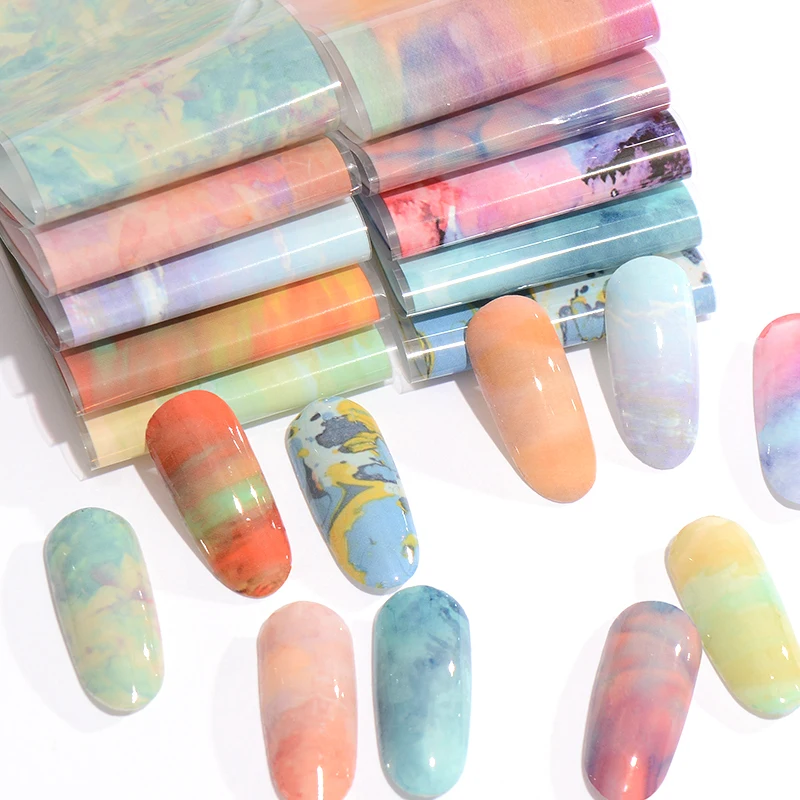 10 шт. Набор наклеек из фольги для ногтей голографические Звездные клей небо